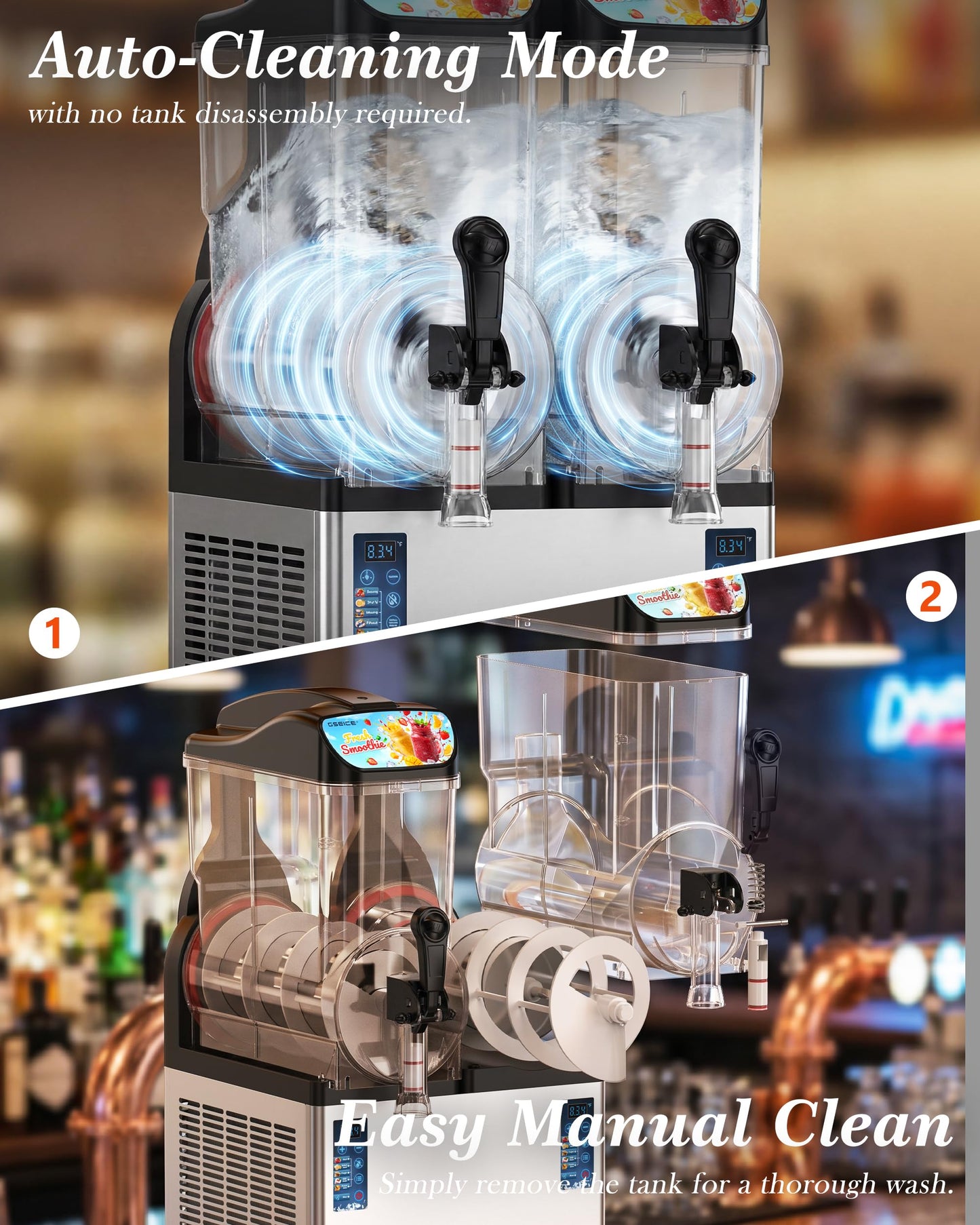 GSEICE Commercial Slushy Machine 8Gal/30L, Margarita Slushie Smoothie Frozen Drink Maker,5-in-1,Wine Daiquiri Frapper Dispenser for Restaurants, Bars,Cafe and Home Party