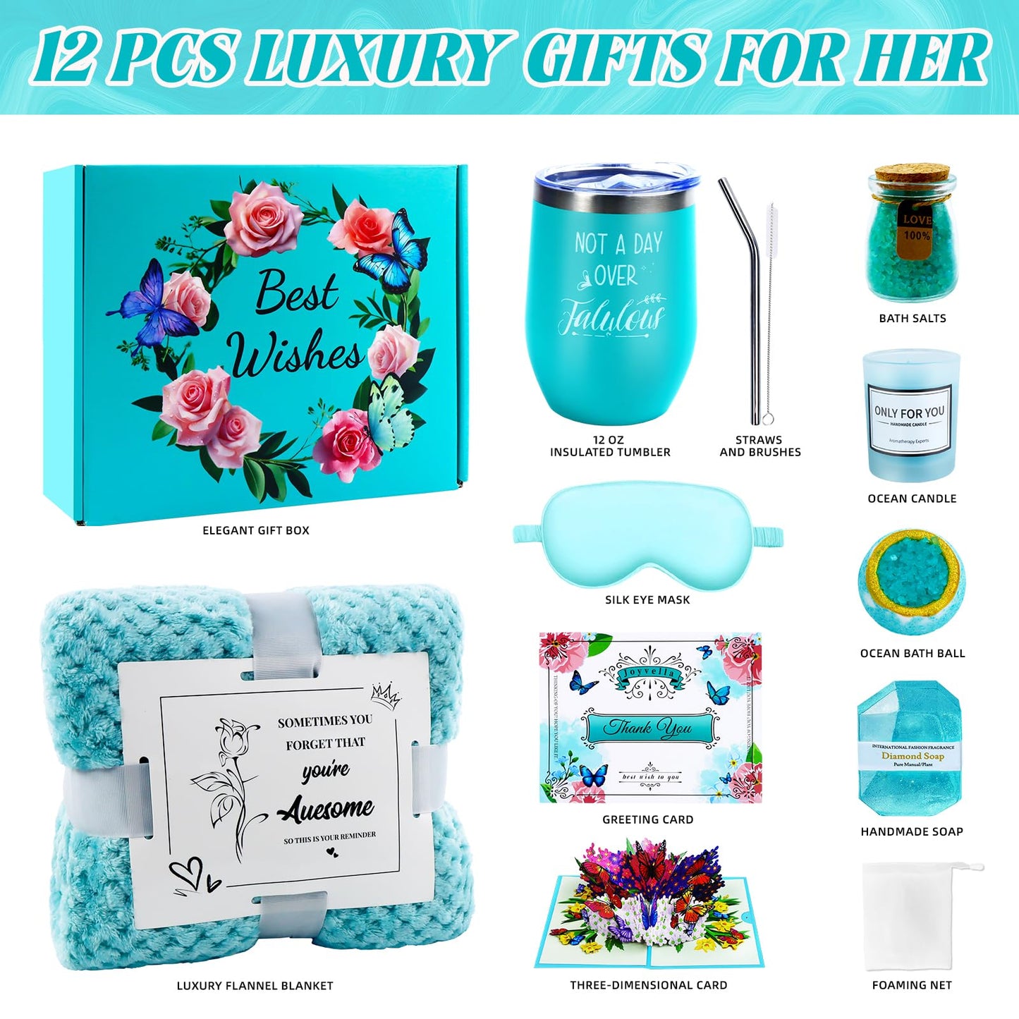 Self Care Gifts for Women, Get Well Soon Gift Baskets, Thinking of You Gifts Relaxing Spa Self Care Gift, Birthday Gifts for Women Mom Wife Her Friend Sister Grandma