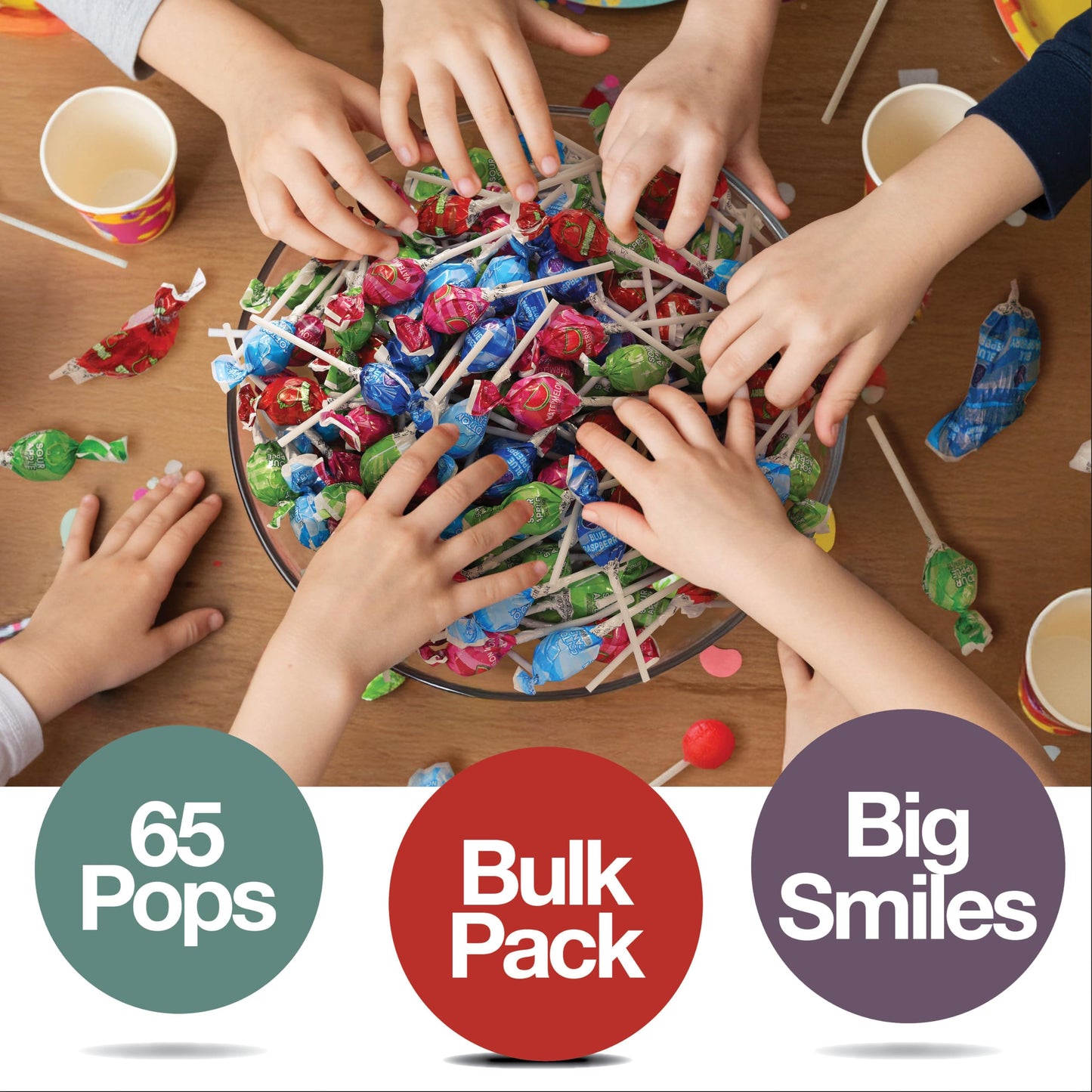 Original Lollipops Mix – 65 Count Bulk Candy Pack – Assorted Fruity Flavors, Individually Wrapped – Perfect for Parties, Birthdays, Parades & Kids Events