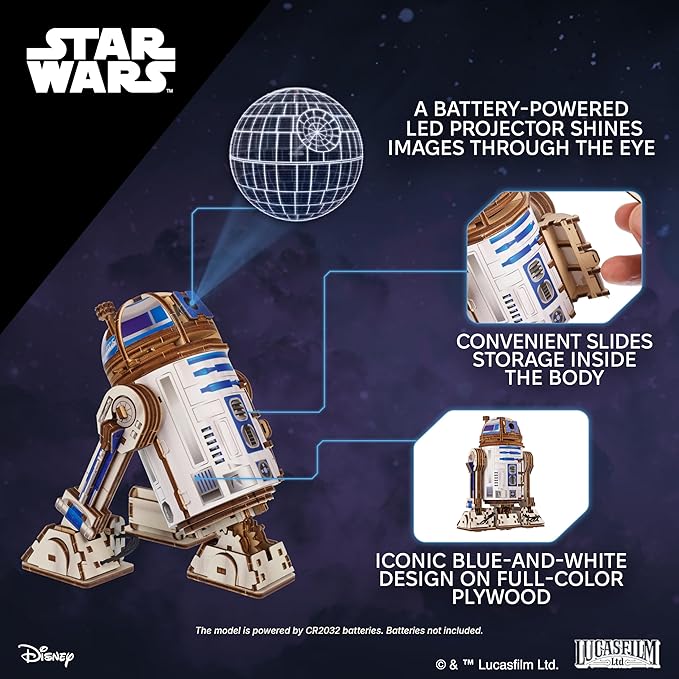 UGEARS Star Wars ™ R2-D2 ™ Wooden 3D Puzzles for Adults - Wooden Model Kits for Adults, Hobby Gifts for Men and Women, Mechanical Wood Puzzles Adult, Building Kits, 3D Puzzle