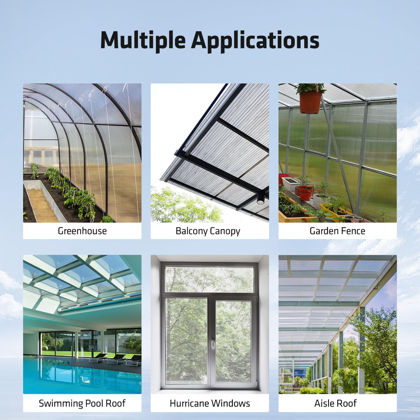 UMIG 12 PCS 4' x 2' x 0.32'' Polycarbonate Greenhouse Panels, Twin-Wall Waterproof UV Protected Corrugated Plastic Roof Panels Sheets, Clear Replacement Panels for Greenhouse, Outdoor, Plant