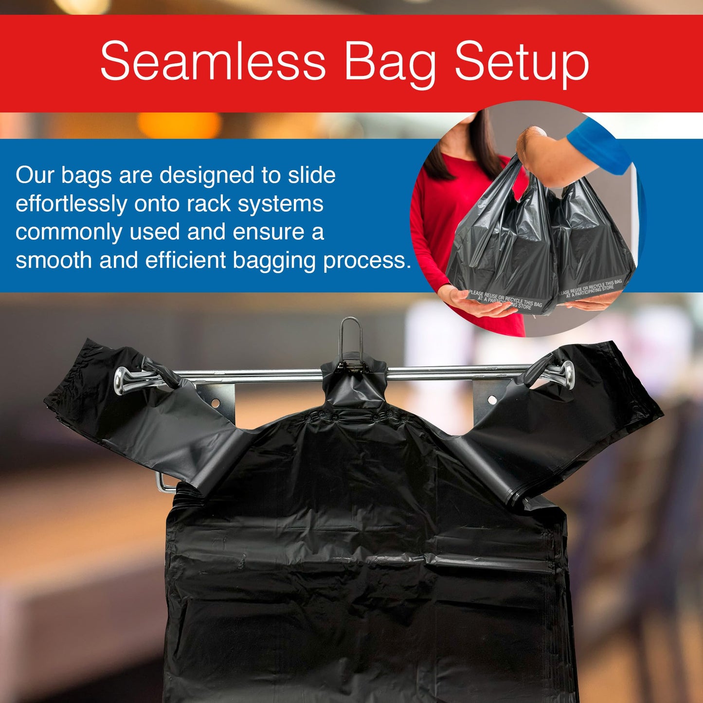 Reli. T-shirt Bags (300 Count) (Black) (11.5" x 6.5" x 21") - Black Plastic Bags (Plain) - Grocery, Shopping, Restaurants