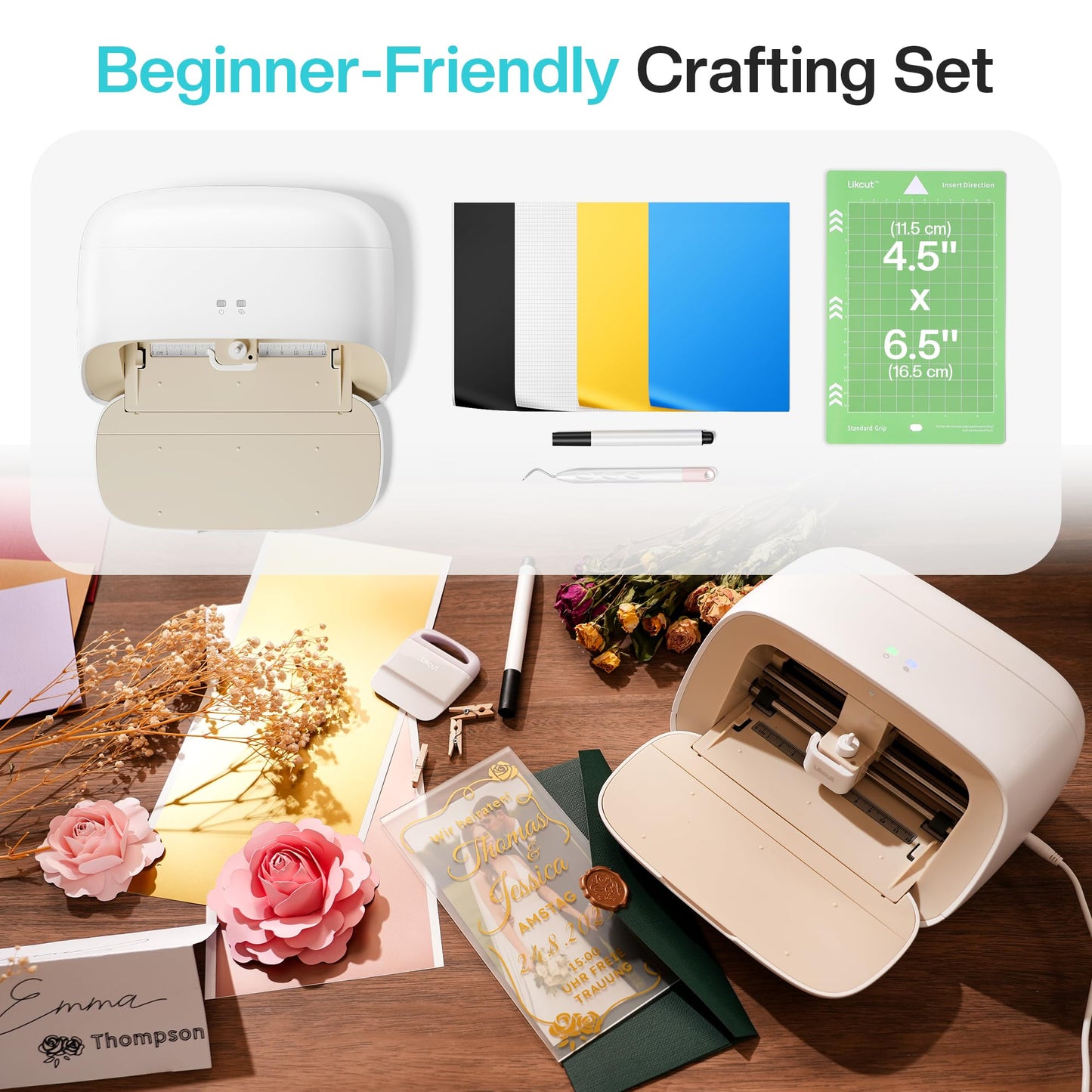 Likcut Vinyl Cutter Machine S501 - Smart Compact Sticker Maker for Vinyl & Paper Crafts, Portable Plotter DIY Cutting Machine for Sticker Joy Craft & Party Supplies, Gifts for Crafters