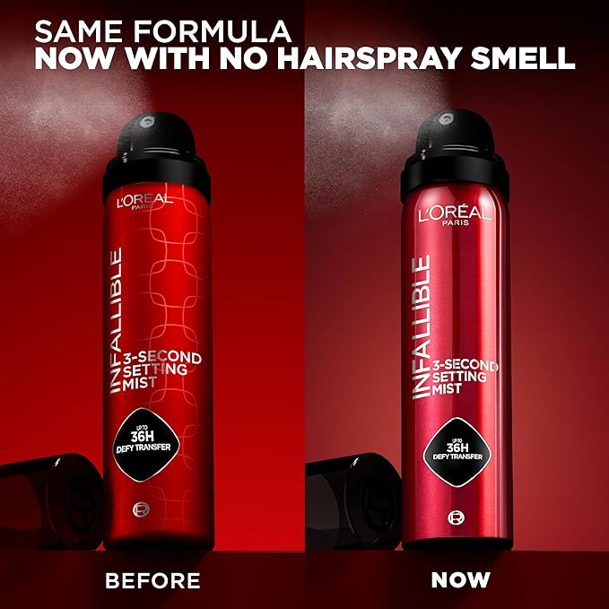 L'Oreal Paris Infallible XL 3-Second Setting Spray Mist, Microfine Mist for up to 36HR Wear, Clear, 3.9 Oz