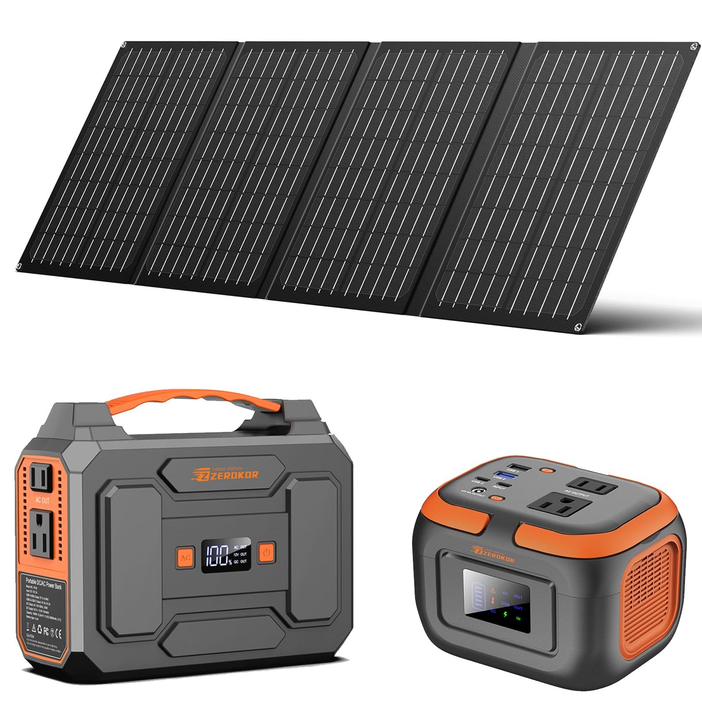Portable Solar Power Station 100W with Foldable 40W Solar Panel,120W 110V Portable Power Pack with AC Outlet for Laptop Smart Device Outdoor Camping RV Hiking Outdoor Backup with Solar Charger