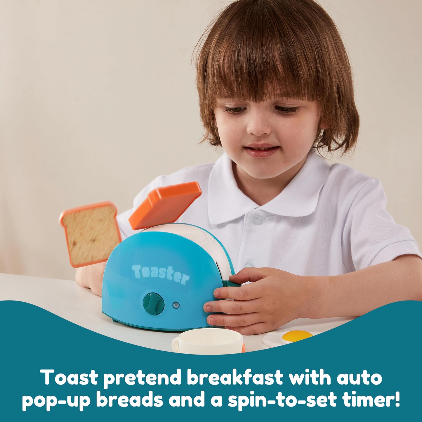 Joyin Play Kitchen Toys, Pretend and Play Food Kitchen Accessories GirlsToy with Coffee Maker, Mixer, Toaster with Realistic Lights& Sounds, Birthday Gift for Kids Ages 2 3 4 5, Blue