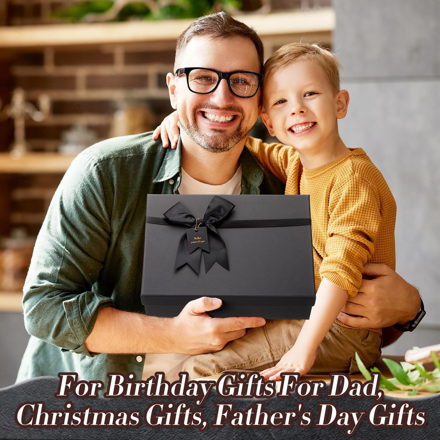 AmazingSpark 2 Pcs Birthdays Gift Baskets for Men Box 16 oz Tumbler Wallet Eye Mask PU Leather Belt Tie Keychain Pen Journal Hat Card Set for Dad Husband Brother(Bow Gift Box)