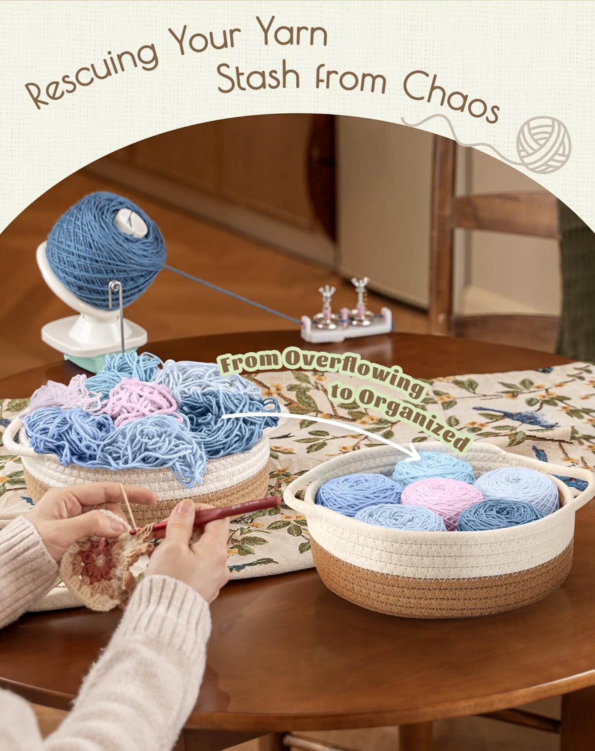 Adhafera Yarn Winder with Guide, Yarn Ball Winder for Crocheting, The Helper for Yarn Collection Lovers