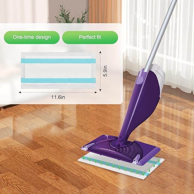 42 Count Disposable Mop Pad Replacement for Swiffer WetJet Spray Mop, Extra Strong Dirt Locking and Water Absorbent, Powerful Stain Removal