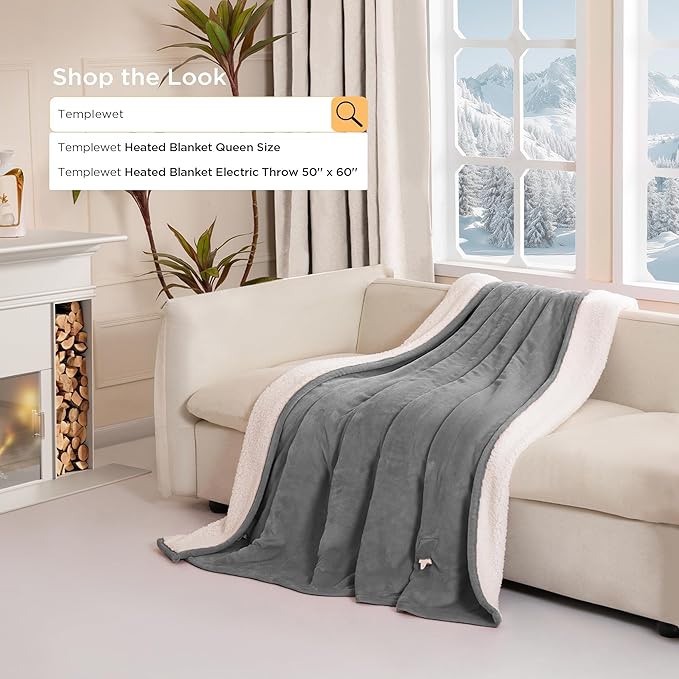 Heated Blanket Electric Throw 50" x 60" -Heated Throw Blanket with 4 Heating Levels & 3 Hours Auto Off,Machine Washable,ETL & FCC Certification(Dark Gray)