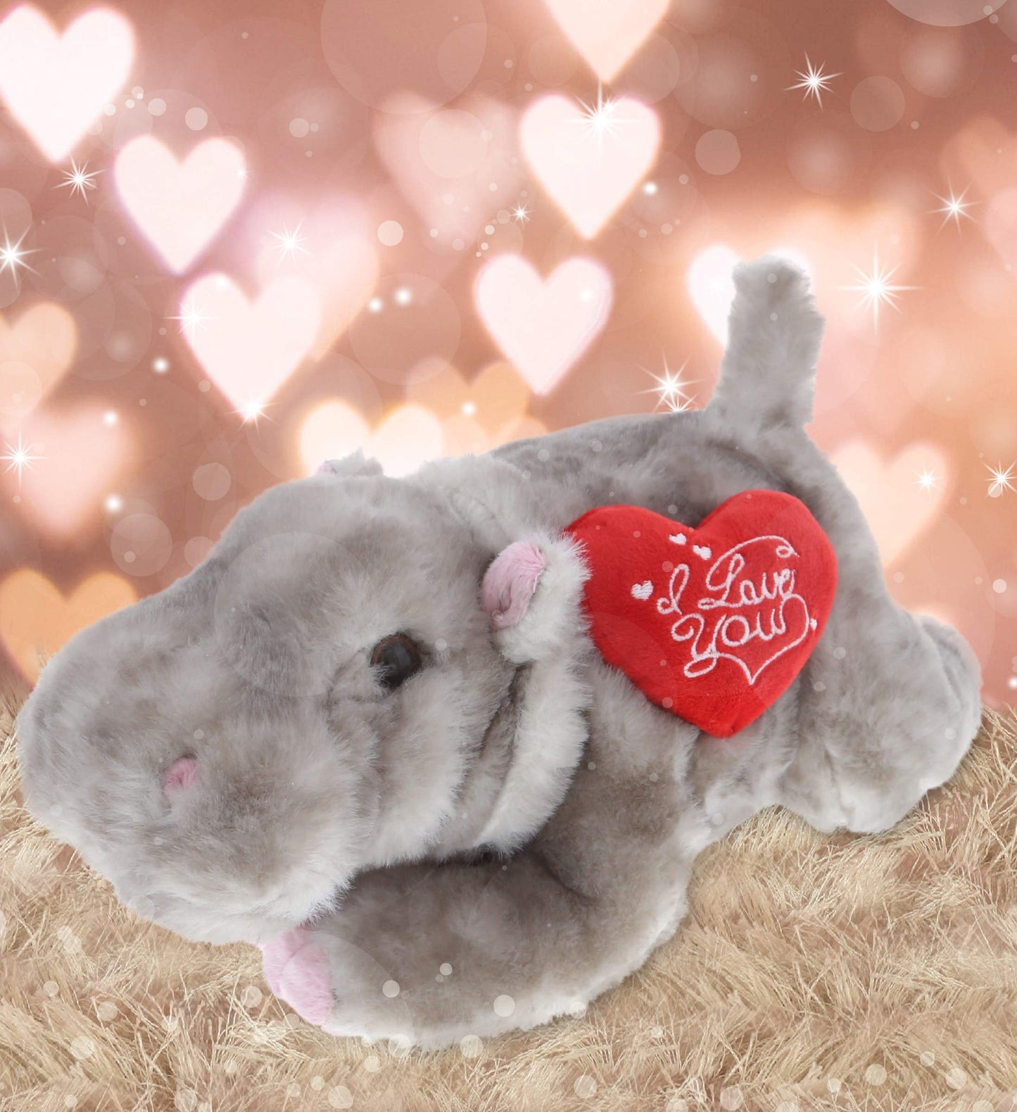 DolliBu I Love You Valentine Plush Hippo - Cute Stuffed Animal with Red Heart and Name Personalization Gift for Valentines Day, Birthday, Anniversary, Romantic Date - 11 Inches