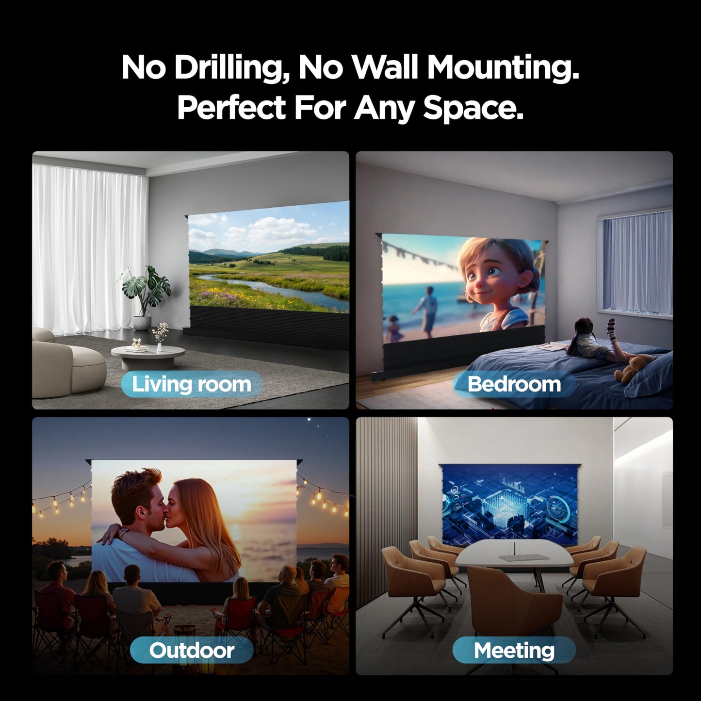 NothingProjector Motorized ALR Screen for Ultra Short Throw Projector, 95% Ambient Light Rejecting, 100 inch, Floor Rising, 4K/8K UHD, Active 3D, Anti Daylight, Electric Retractable Automatic NothPJ