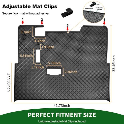 Cartalia Golf Cart Floor Liner Mat 8mm Thick Rubber Full Coverage Fit for EZGO TXT (1994-2025), Express S4 (2012-2020), Cushman Workhorse, EX1 (2020), Valor, Navitas, Some Star Carts Mats - Black Trim