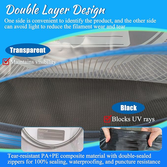 48 PCS Light-Proof Vacuum Sealed Storage Bags Kit for 3D Printer Filament, 13.4 x 12.6 Inch - Moisture Proof & Anti-Humidity with Desiccants, Keep Filament Dry