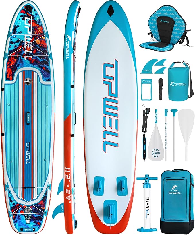 UPWELL 11’6”/11'2”/11'/10'8”/10'6”/10'2” Inflatable Stand Up Paddle Board with sup Accessories Including Backpack, Repairi...