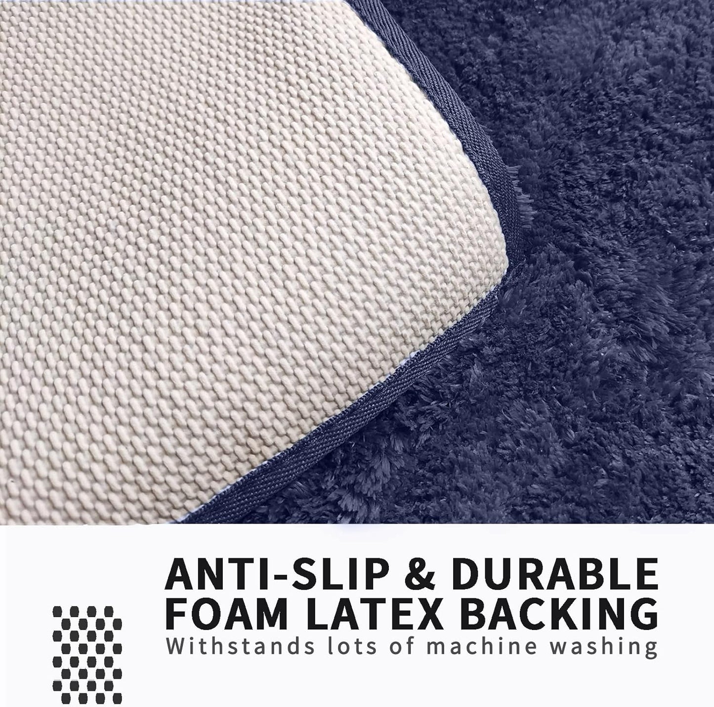 FIFU Bathroom Runner Rug 24" W x 48" L, Bath Mats for Bathroom, Bedroom & Kitchen, Non-Slip Rubber Latex Backing, Comfort & Soft Shower Bathmat & Carpet for Sink, Home & Hallways, Navy Blue