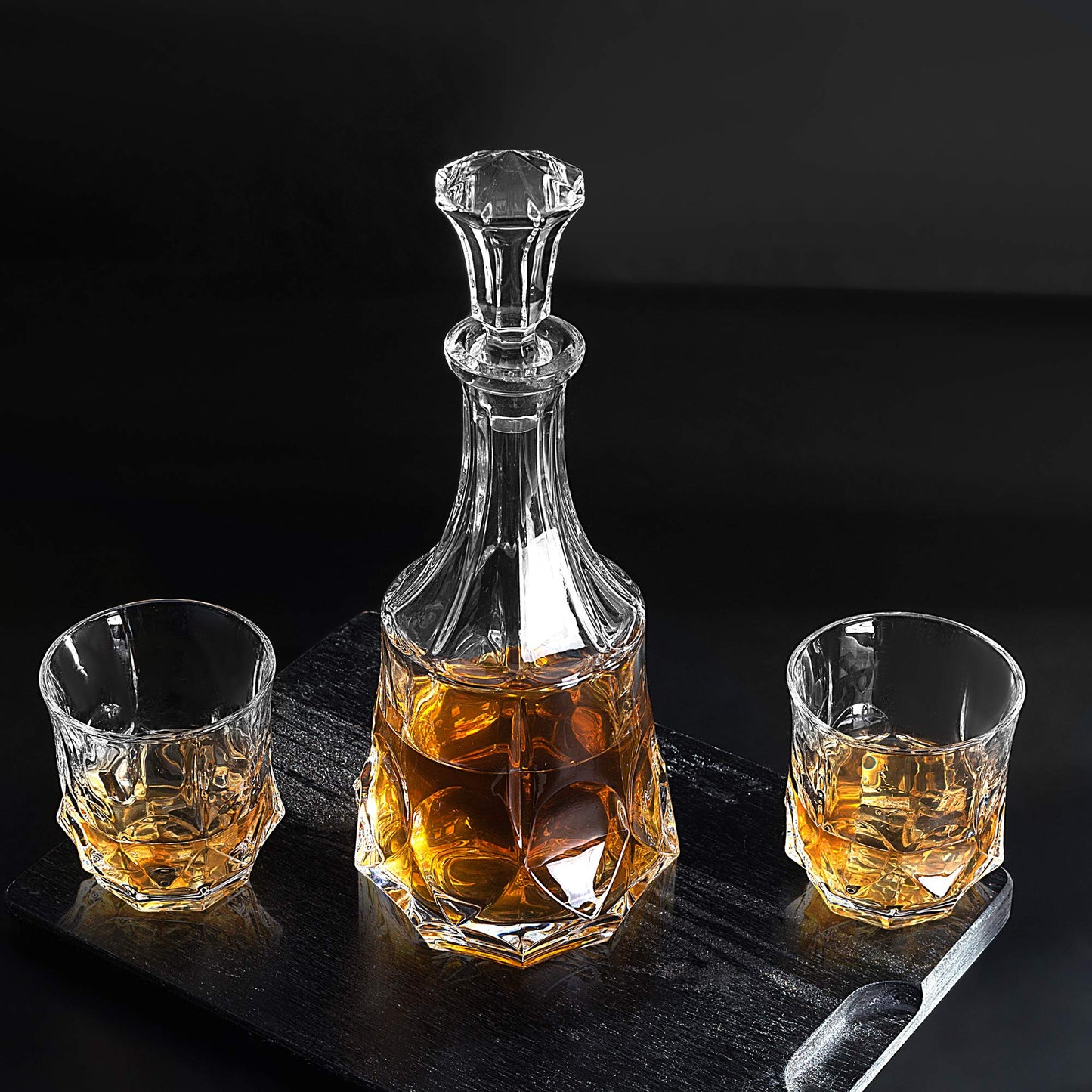 KANARS Whiskey Decanter Sets for Men, 25 Oz Liquor Decanter with 10 Oz Crystal Glasses in Luxury Box for Bourbon Scotch Rum Tequila Vodka, Whisky Gifts for Christmas Birthday Thanksgiving