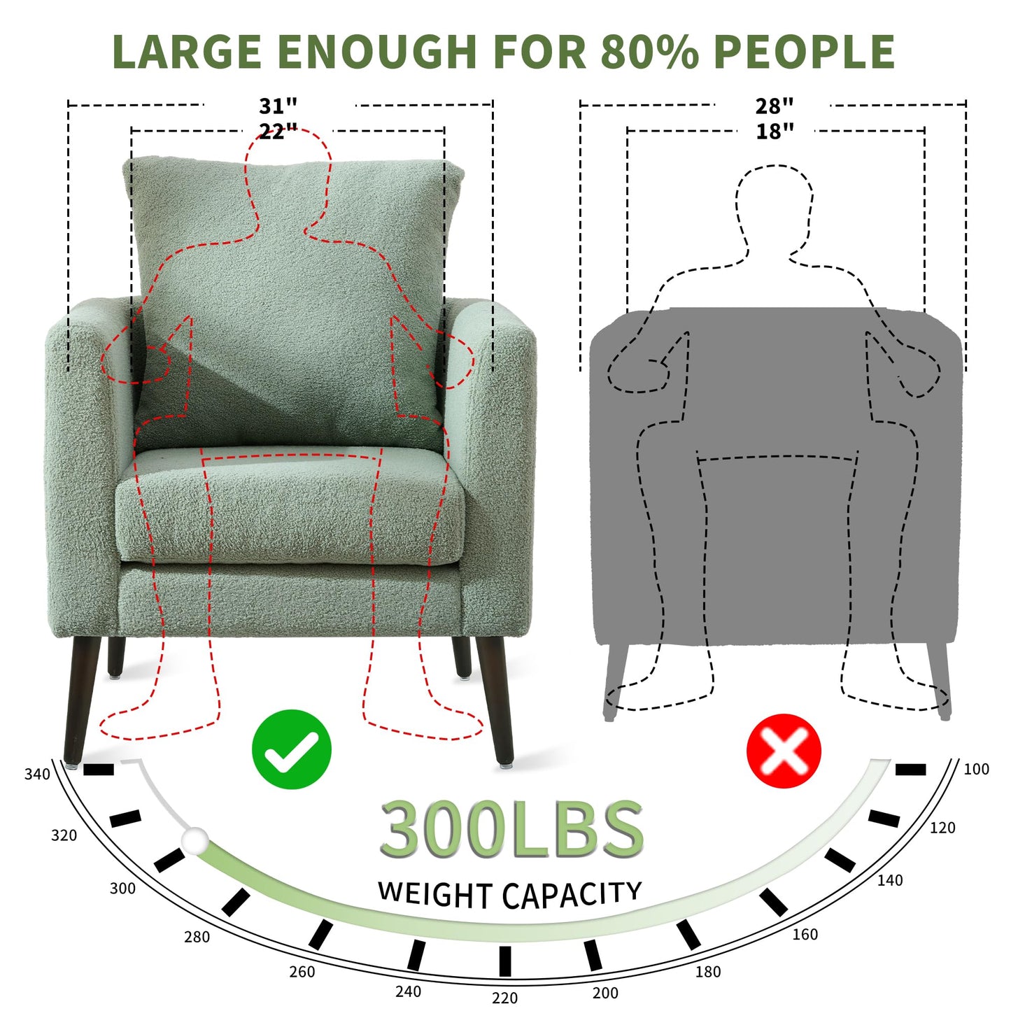 QKFF Barrel Accent Chair with Back Pillow, Large Teddy Upholstered Armchair with Solid Wood Legs Modern Reading Chairs for Living Room Bedroom