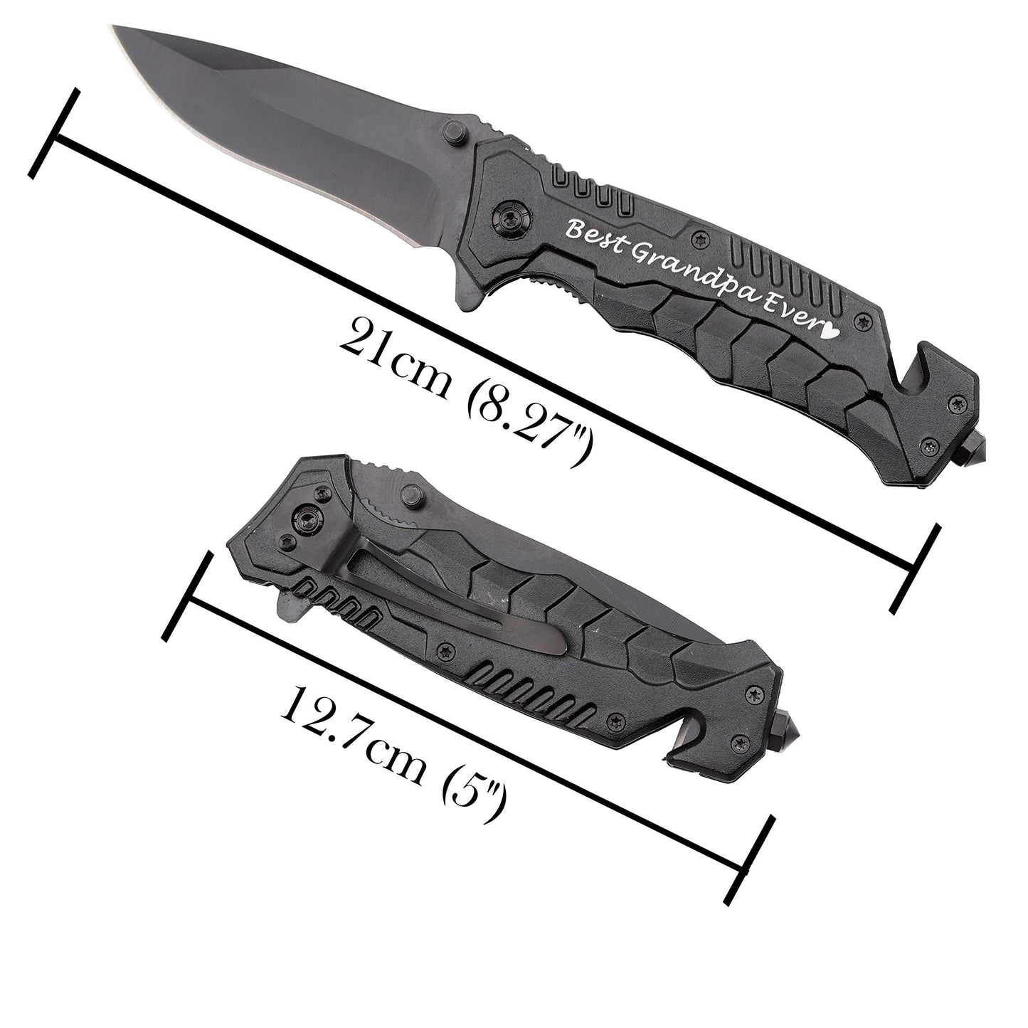 Brother Gift, Engraved Black Pocket Knife for Brother Birthday Gifts Idea Camping Knife with Window Glass Breaker and Seatbelt Cutter, Best Brother Ever, Brother Gift for Christmas Graduation Birthday