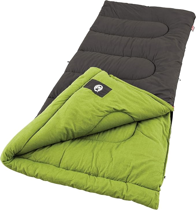 Coleman Duck Harbor Cool-Weather Sleeping Bag, Cotton Flannel Adult Sleeping Bag for 30°F/50°F Nights, Includes Ventilatio...