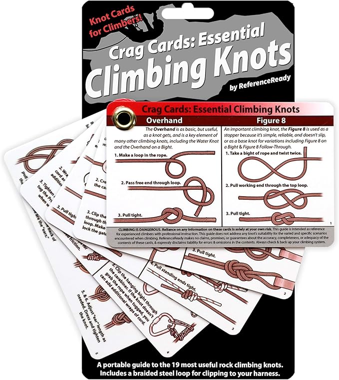 Crag Cards Rock Climbing Knots Pocket Guide: 19 Essential Belay, Rappel, Anchor, and Rescue Rope Knots for Rock Climbers