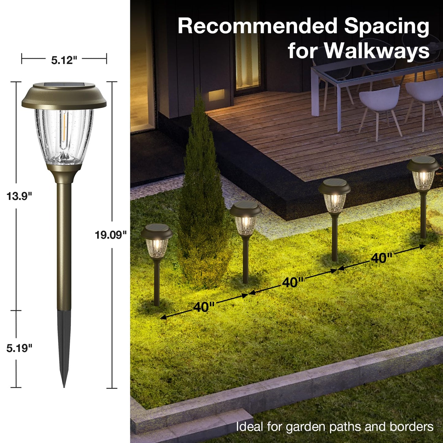 XMCOSY+ Solar Lights Outdoor 10/25 LM LED with 2 Lighting Modes, Solar Garden Lights Glass and Metal, IP65 Waterproof Solar Powered for Yard Pathway Walkway Driveway Patio (6 Pack, Warm White)