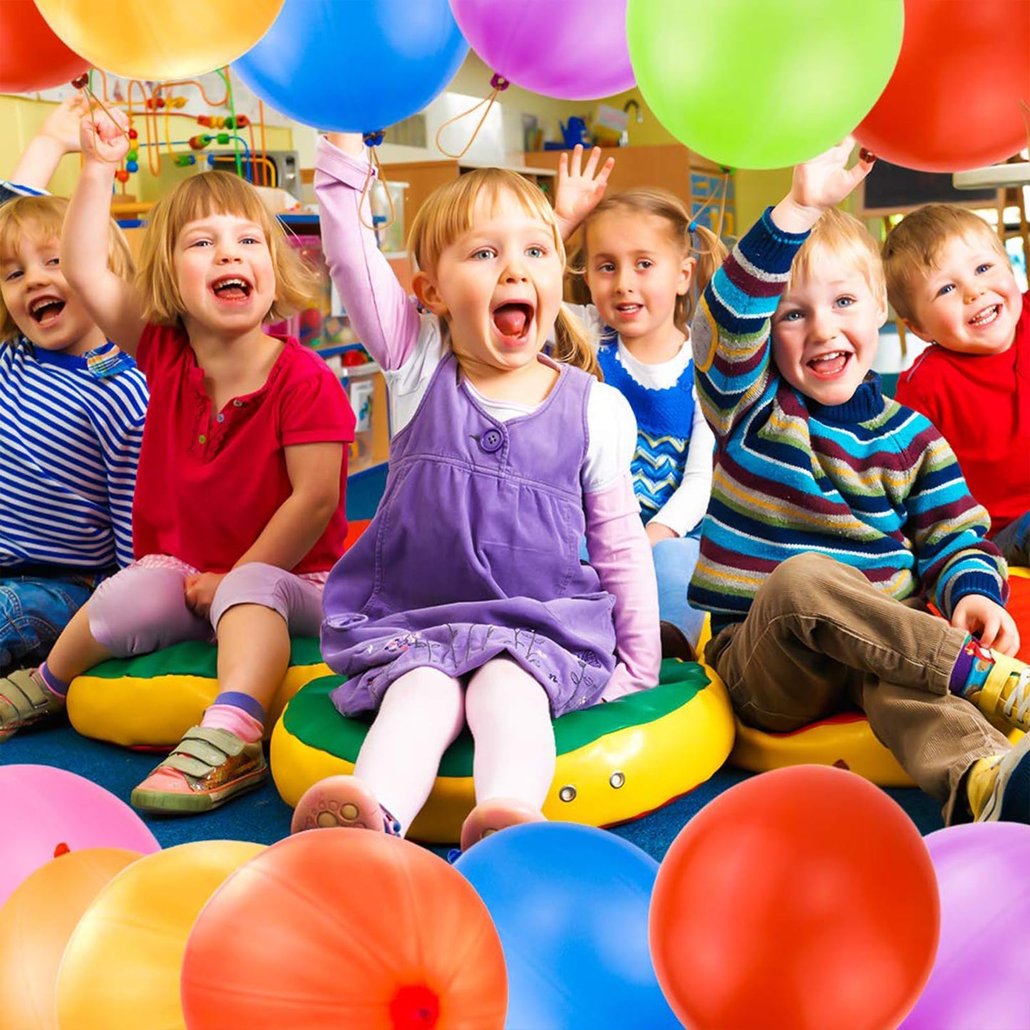 RUBFAC 36 Punch Balloons Punching Balloon Heavy Duty Party Favors For Kids, Bouncy Balls with Rubber Band Handle for Birthday Party, Goodie Bag, Stocking Stuffers for Kids