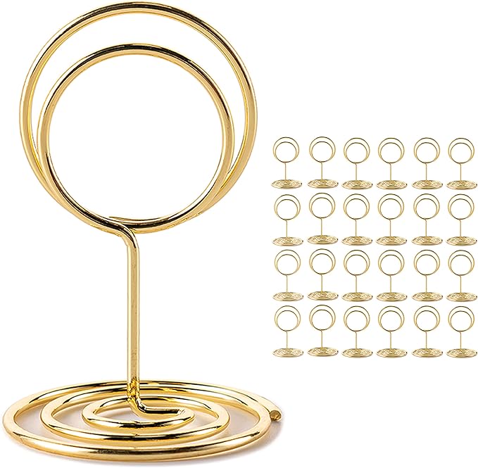 Hoewina 26Pcs Table Number Holders, Place Card Holder, Wire Picture Holder, Small Size Table Card Holders, Photo Holder fo...