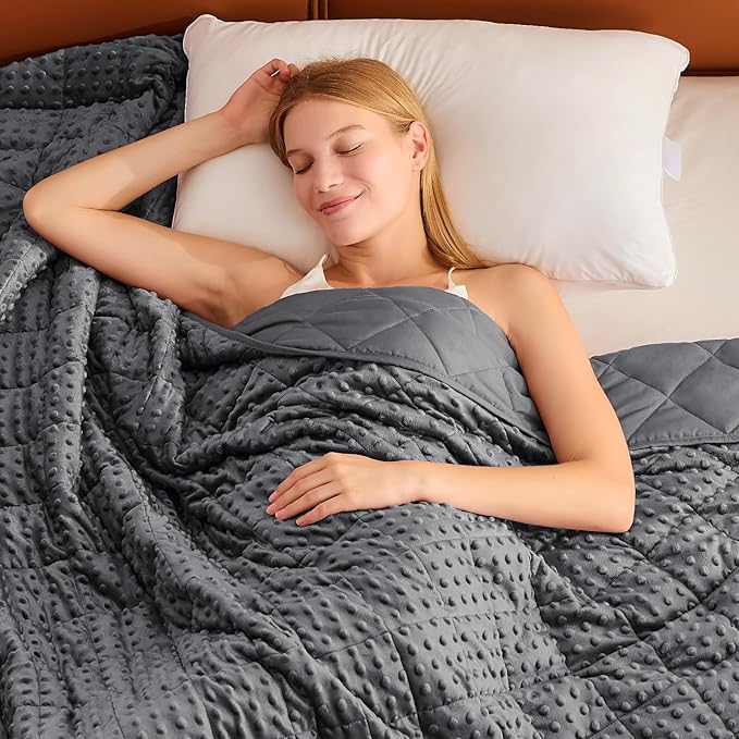 Grey Weighted Blanket for Adults 12lbs, 48"x72", Twin Full Size Cooling Minky Heavy Throw Blanket for 110-130lbs, Soft Winter Thick Big Blankets Weighted Comforter Gift for Sleeping