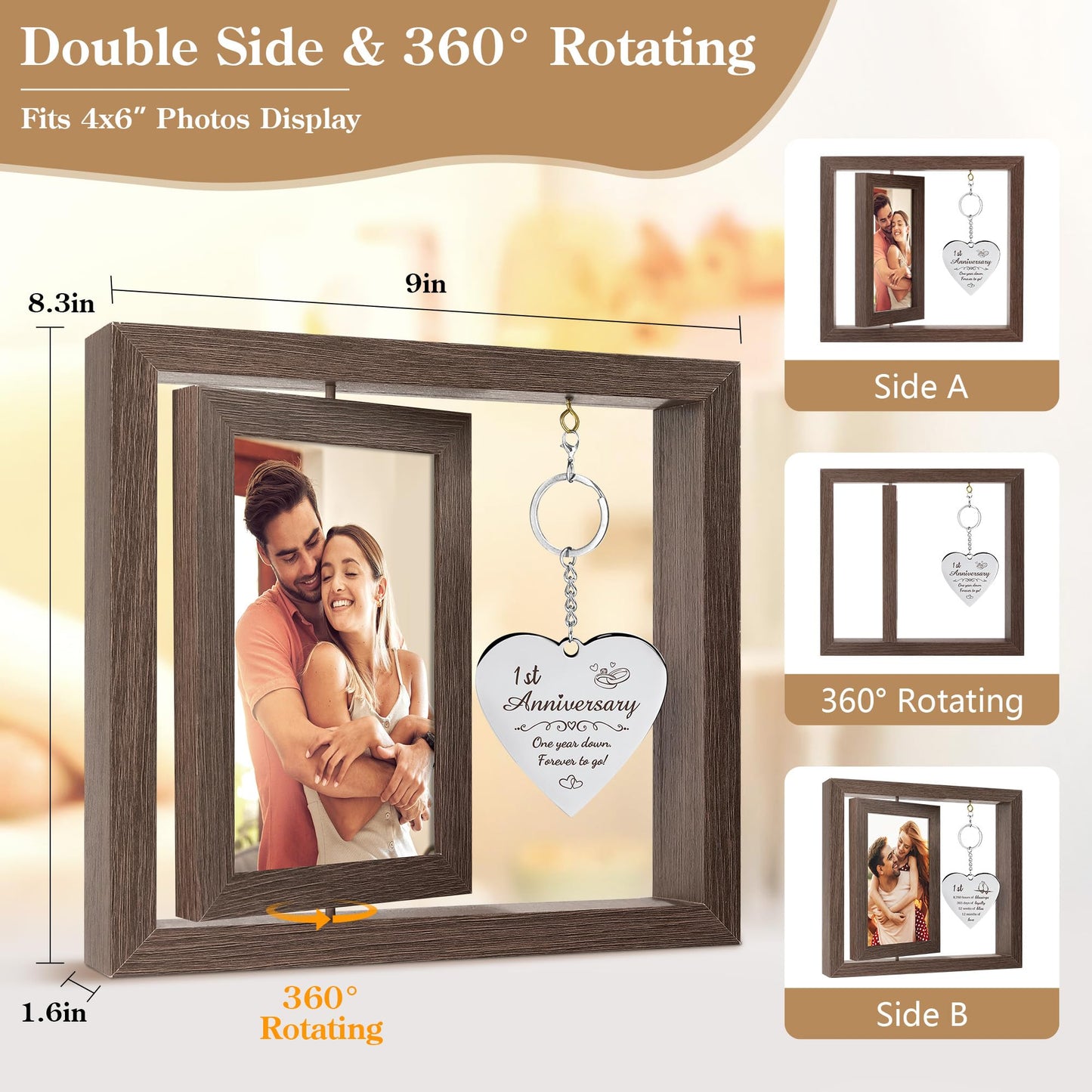 HELORAY 1 YearAnniversary Picture Frame Gifts for Couple 1 Year Anniversary Paper Gifts for Girlfriend One Year Anniversary Picture Frame for Wife Happy 1 Year Anniversary Decorations Gift for Couple