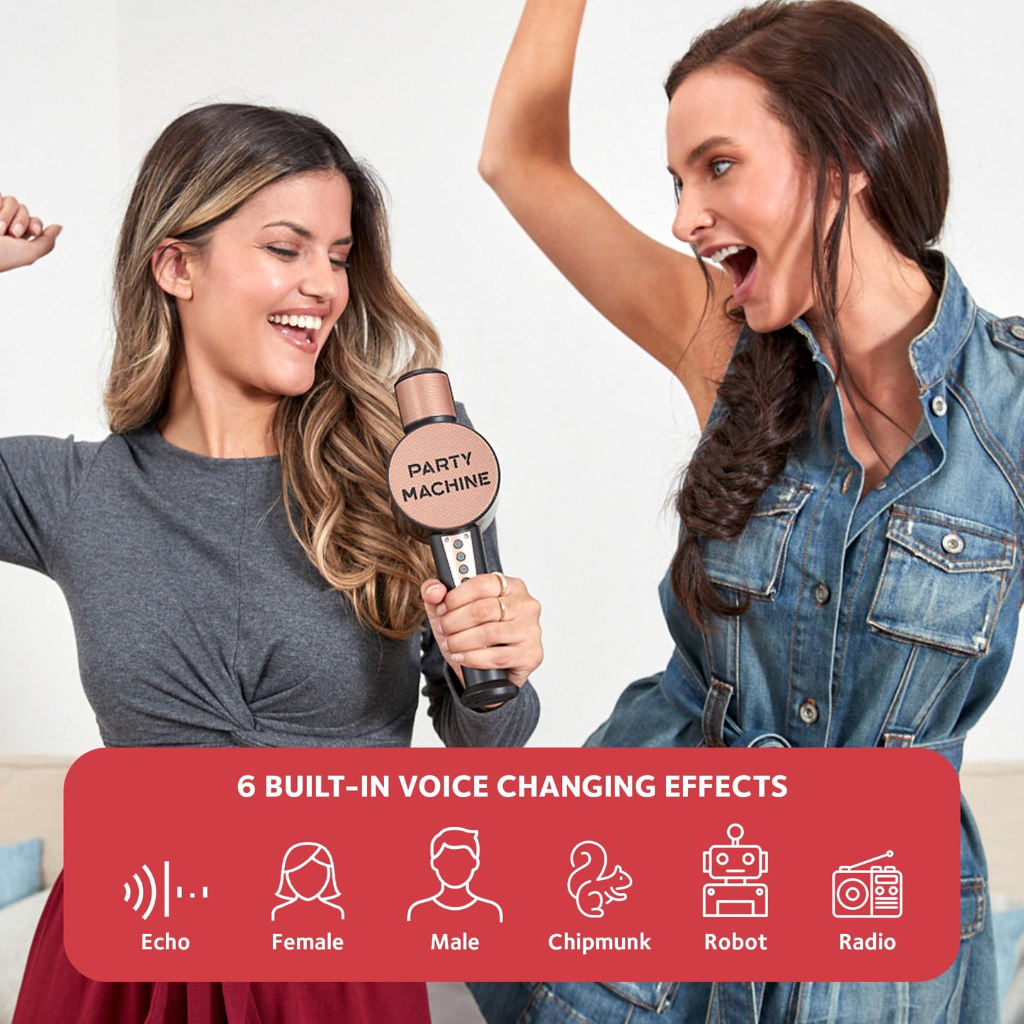 Singing Machine Wireless Karaoke Microphone For Kids & Adults, Party Machine Mic (Rose Gold) - Portable Handheld Bluetooth Micro