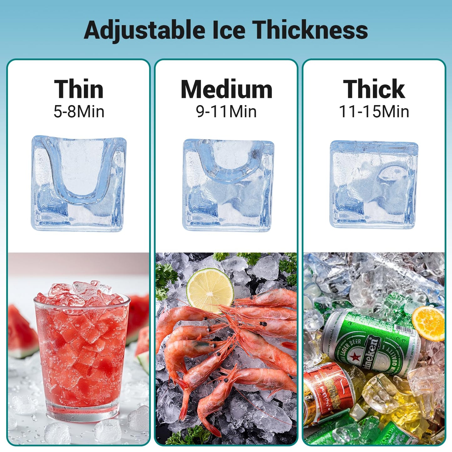 Commercial Ice Maker Machine 550LBS/24H, 30 Adjustable Ice Thicknesses, Industrial Ice Machine with 350lbs Storage Bin, 5-15 Minutes Fast Ice Making, Cube Ice Maker for Commercial & Home