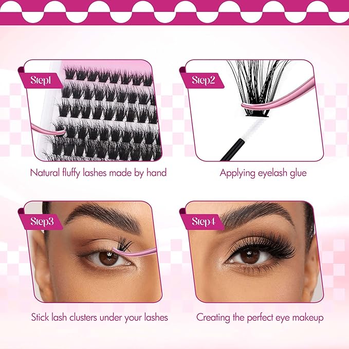 FADLASH Lash Clusters 80D+100D Fluffy Eyelash Clusters 8-16mm Individual Lashes Cluster Eyelash Extensions 3D Effect Wispy 280pcs Thick Lash Extension Clusters (80D+100D-0.07-D, 8-16mm)