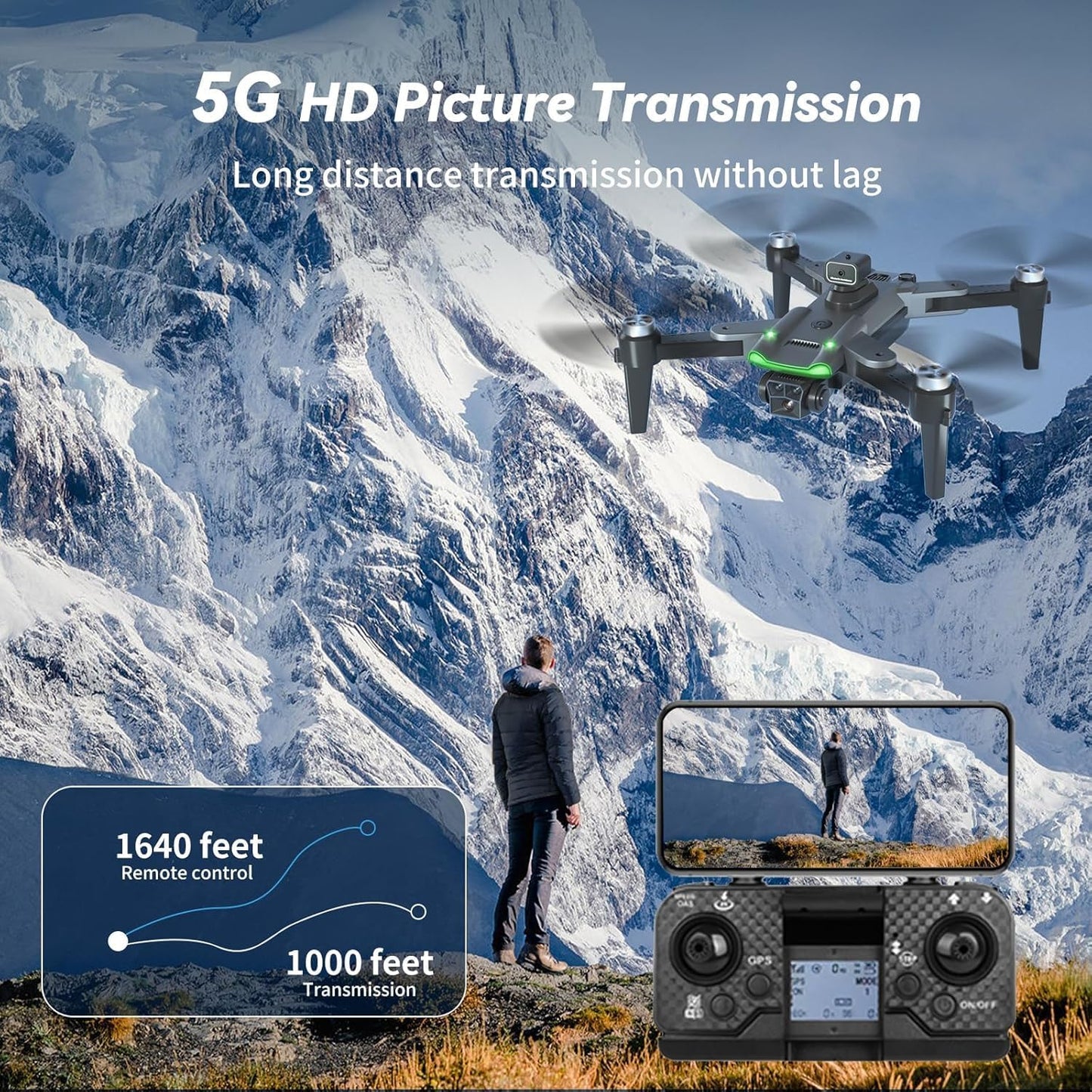 S166 Drone with Camera 4K for Adults, Professional GPS Drone with Auto Return, 4-Way Obstacle Avoidance, Follow Me, 60 Mins Flight Time (3 Batteries), Foldable RC Quadcopter with Case(Standard)