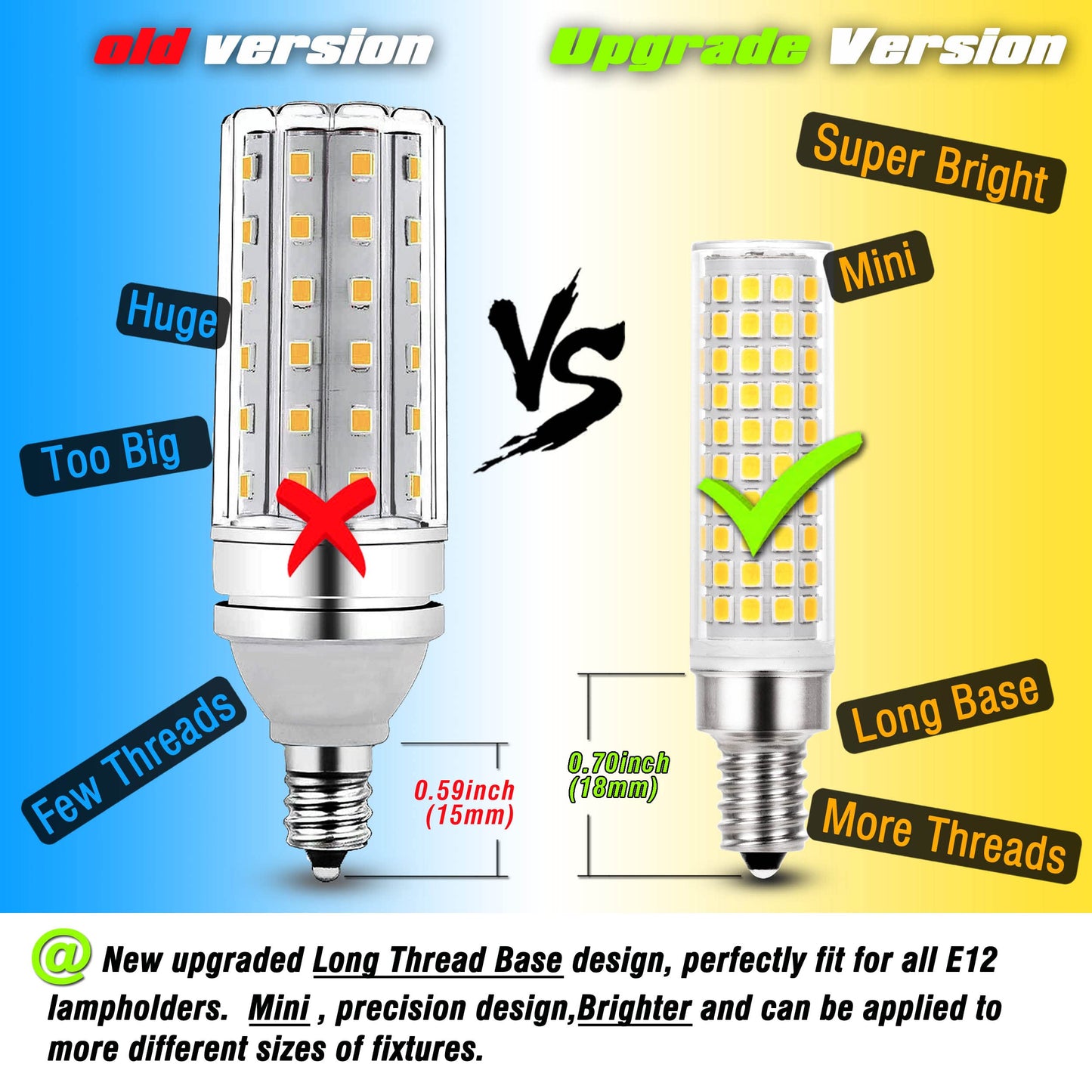 ALIDE E12 100w LED Candelabra Bulbs Replacement C7,4000K Natural White,1200lm T6 10W LED E12 Candle Light Bulbs for Ceiling Fan Pendant Lighting Salt Lamp,Non-dimmable,5 Pack