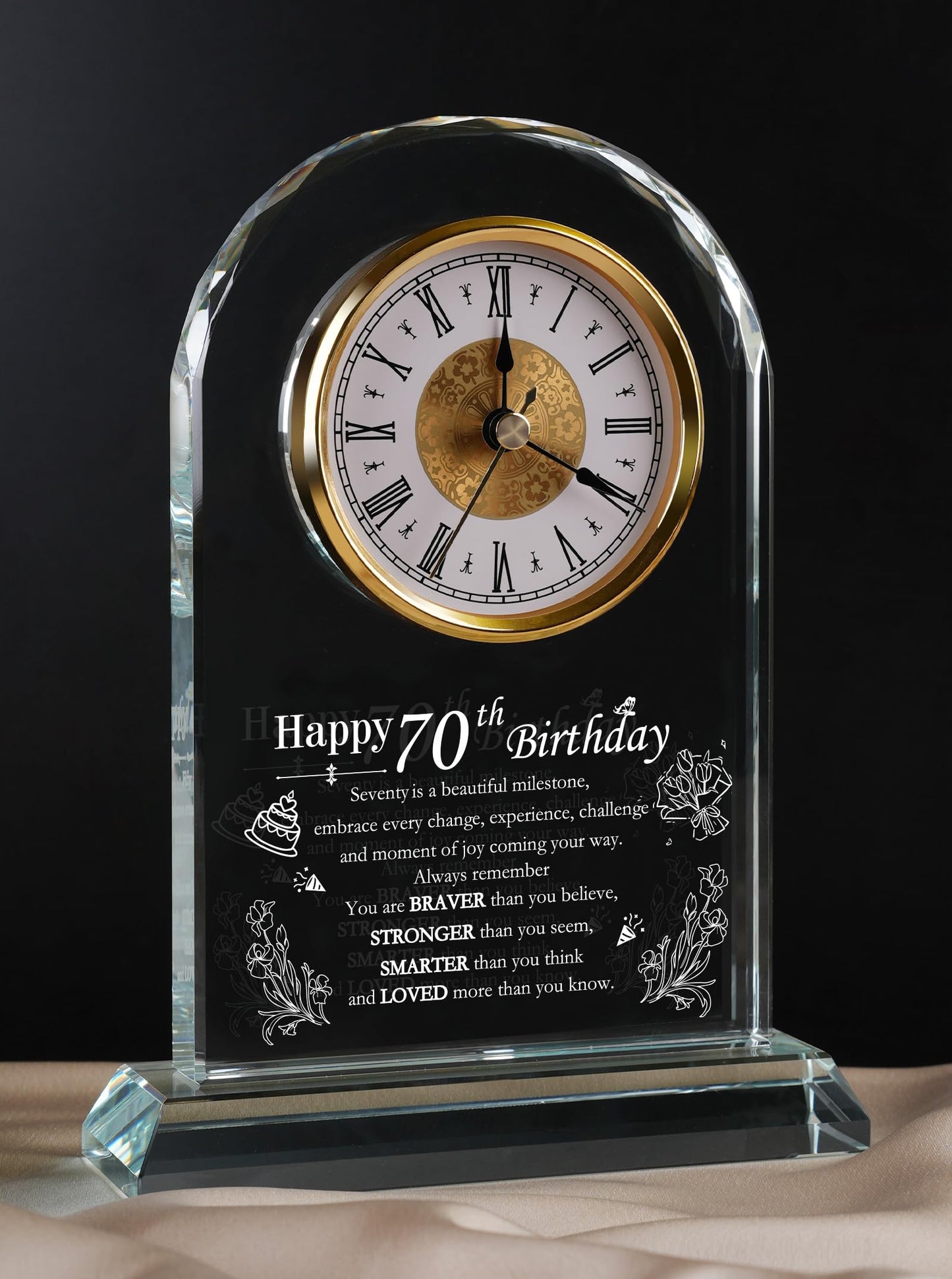 Unique Happy 70th Birthday Gifts for Women, Men, Mom, Dad, Grandma, Grandpa, 70 Year Old Birthday Present Quartz Clocks with Blessing Decorations for Her, Him, Parents, and Couples