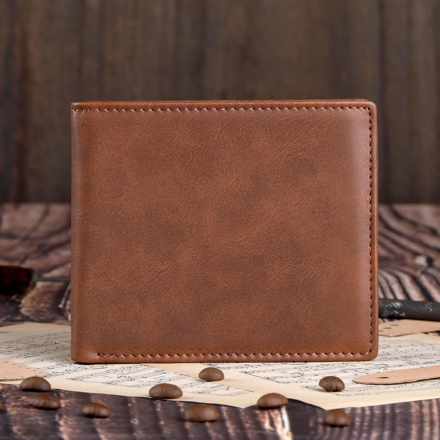 IUZOE 9rd Anniversary Leather Gift for Him, 9 Years of Marriage Engraved Leather Wallet, 9 Years Wedding Gifts for Husband