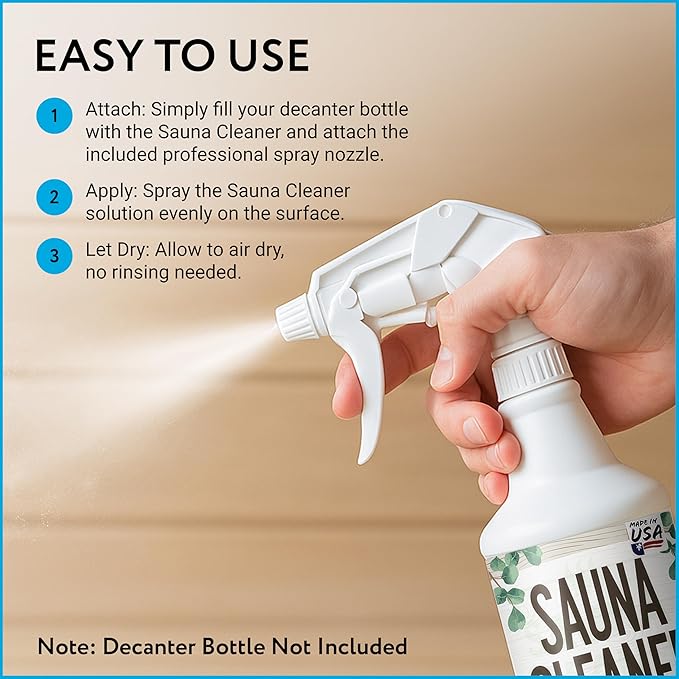 IMPRESA 32oz Sauna Cleaning Spray – All Purpose Eucalyptus Wood Cleaner Spray for Home Sauna, Spa, Steam Room & Gym – Natural Multipurpose Surface Cleaner Bottle – Gentle Ingredients Tough on Grime