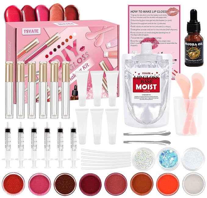 TSVATE Lip Gloss Making Kit, Lip Gloss Kit, Diy Lipgloss Set, Fun Make Your Own Lipgloss Kids Lip Gloss for Girls, Women, ...