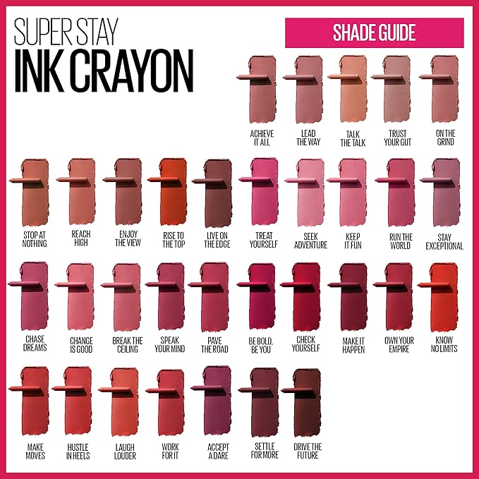Maybelline Super Stay Ink Crayon Lipstick Makeup, Precision Tip Matte Lip Crayon with Built-in Sharpener, Longwear Up To 8Hrs, Accept A Dare, Wine Pink, 1 Count