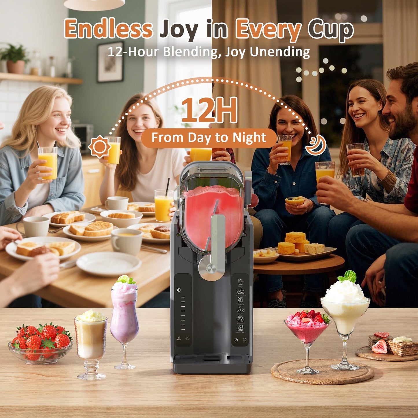 Slushie Machine, Slushy for Home No Ice Need, Professional Frozen Drink Maker & Margarita Machine, 6 Presets for Milkshakes, Frappés, Slush, Ice Cream, 1 Insulated Cup,Black