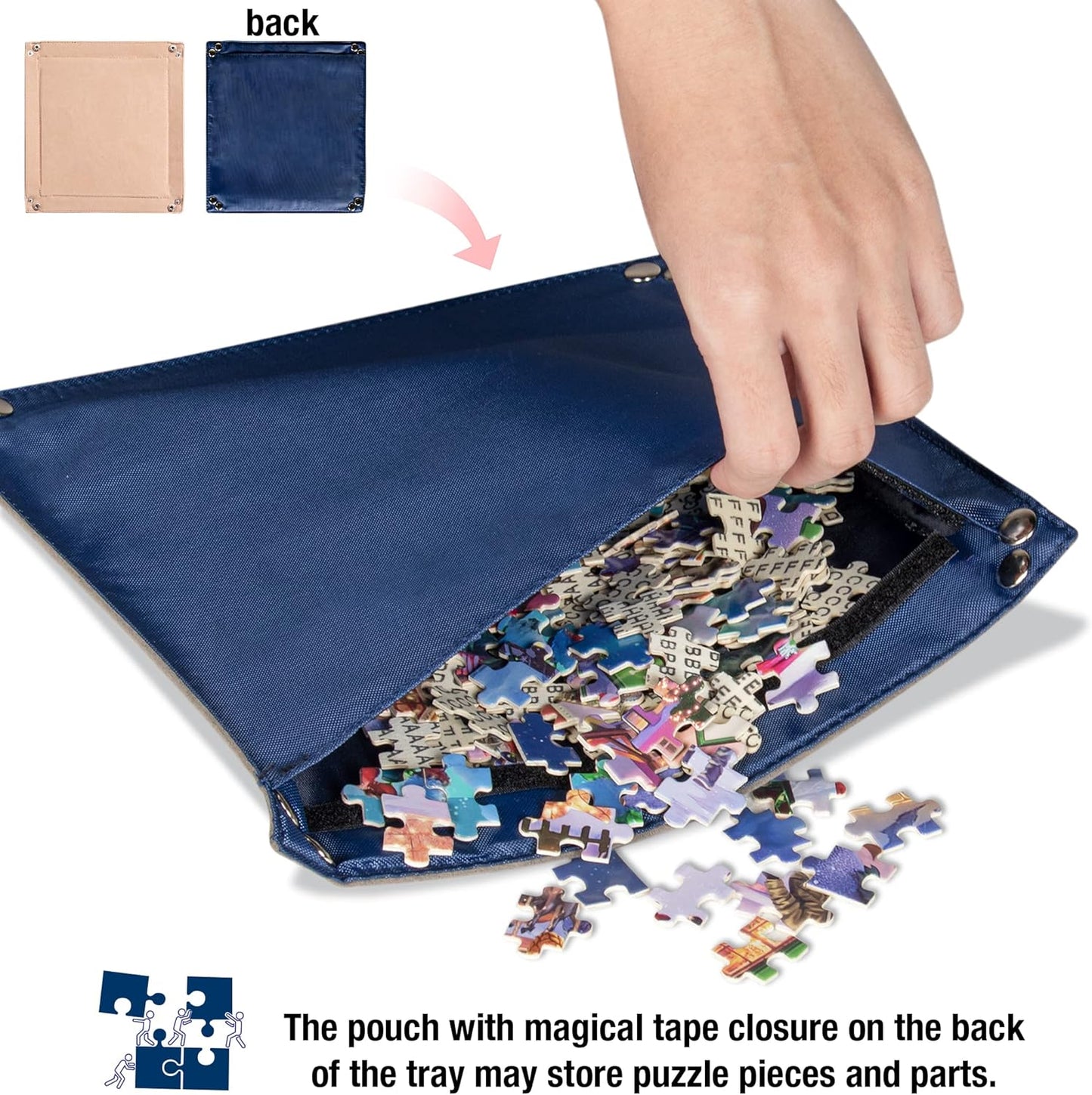 Lavievert 1000 Piece Jigsaw Puzzle Board with Padded Cover, Portable Case with 4 Sorting Trays & Detachable Board, Puzzle Caddy Storage Saver with Non-Slip Surface for Adults
