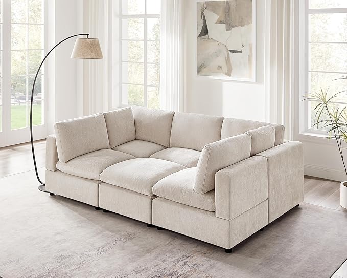 VANOMi Modular Sectional Sofa, Convertible Sofa Couch Modular Sofa with Ottoman, Sectional Sofas for Living Room Small Apartments