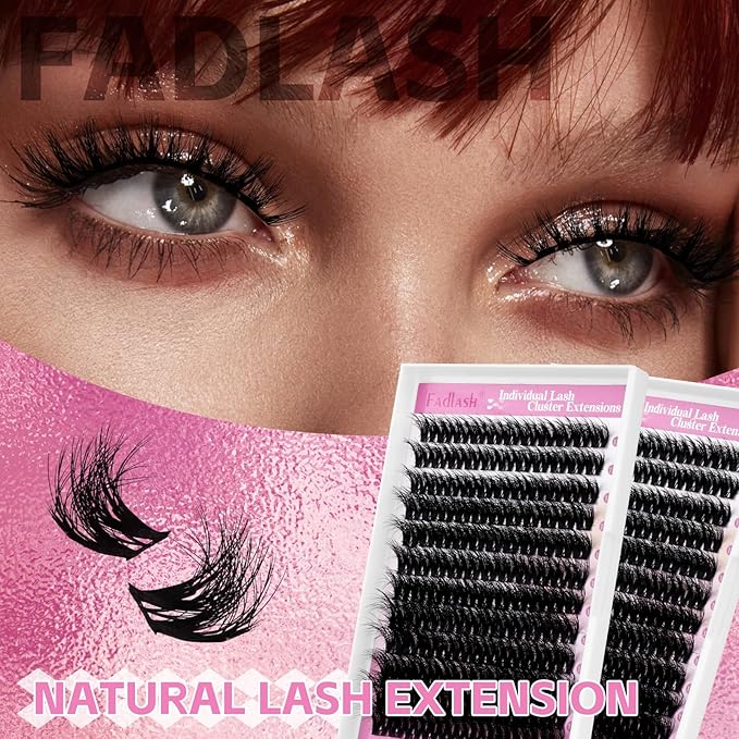 FADLASH Lash Clusters Eyelash Extensions 12-18mm Eyelash Clusters Individual Cluster Lashes D Curl DIY Lash Extension Clusters Volume (L01-Mix12-18)