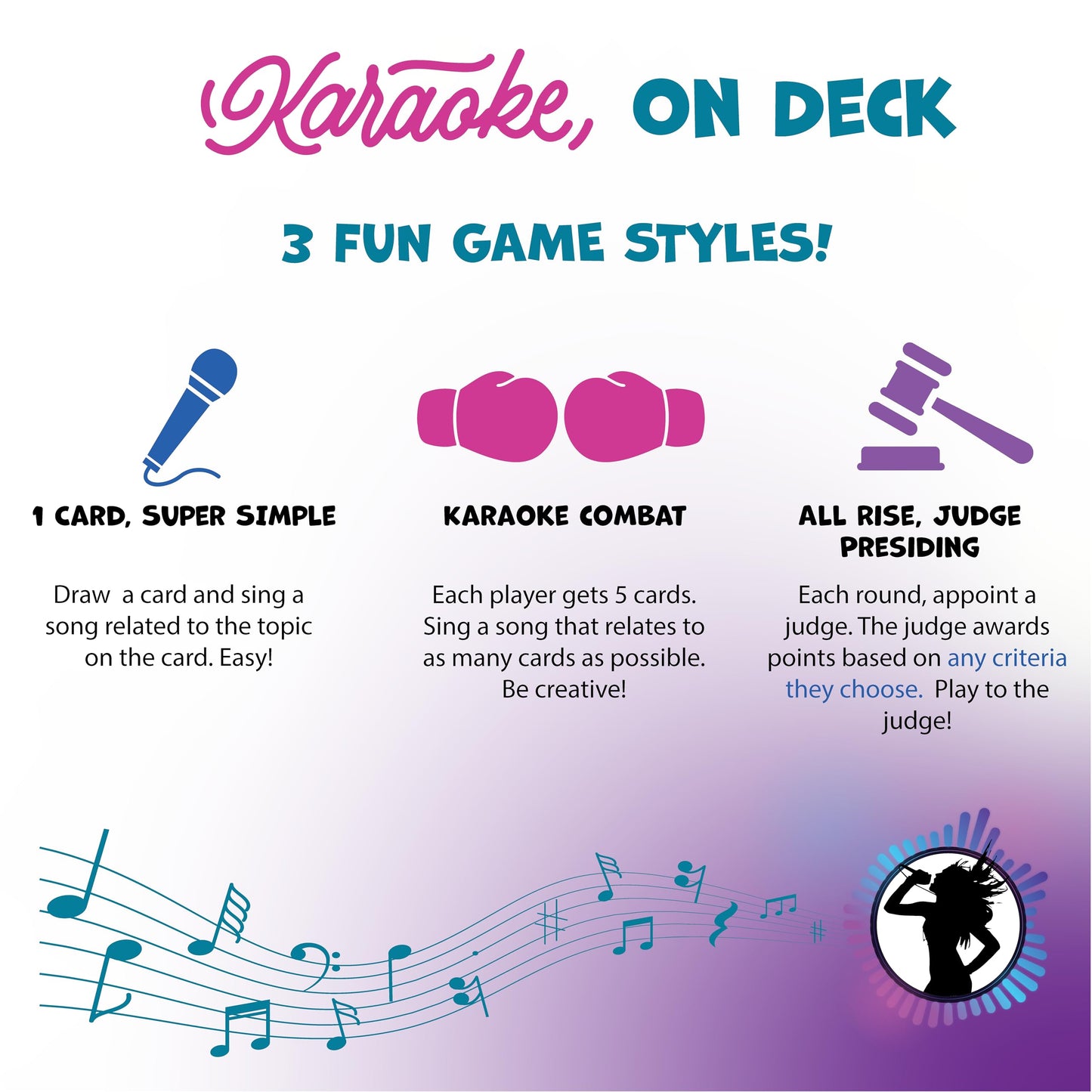 Karaoke On Deck - Exciting Karaoke Game, All Ages, 2+ Players, Fun Game for Music Lovers, Travel Ready, Car, Home, Party, Great for Game Nights, Group Play, Gift Idea