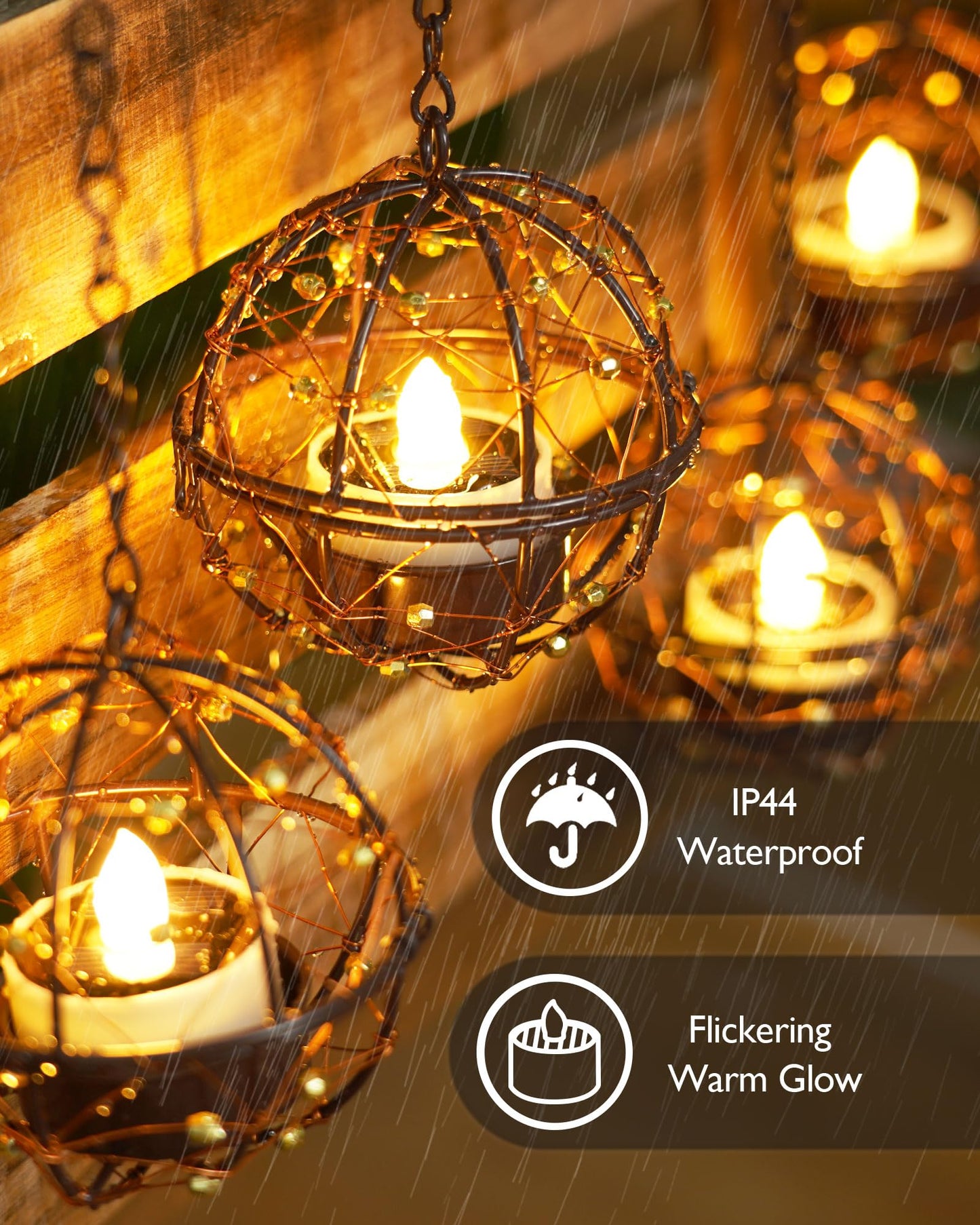 Homemory 12Pcs Solar Tea Lights Outdoor Waterproof, Rechargeable Dusk to Dawn Lighting, Flameless Flickering LED Votive Candles for Fairy Garden Decor, Patio Tables, Christmas Lanterns, Windows