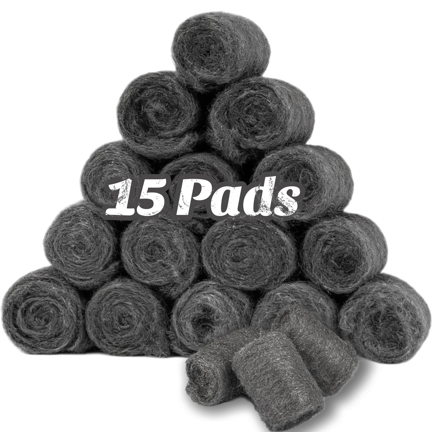 TAFFY'S Steel Wool Pads 0000 for Glass - 15 Pcs Extra Fine SteelWool for Cleaning & Polishing - Steel Wool Mice Control
