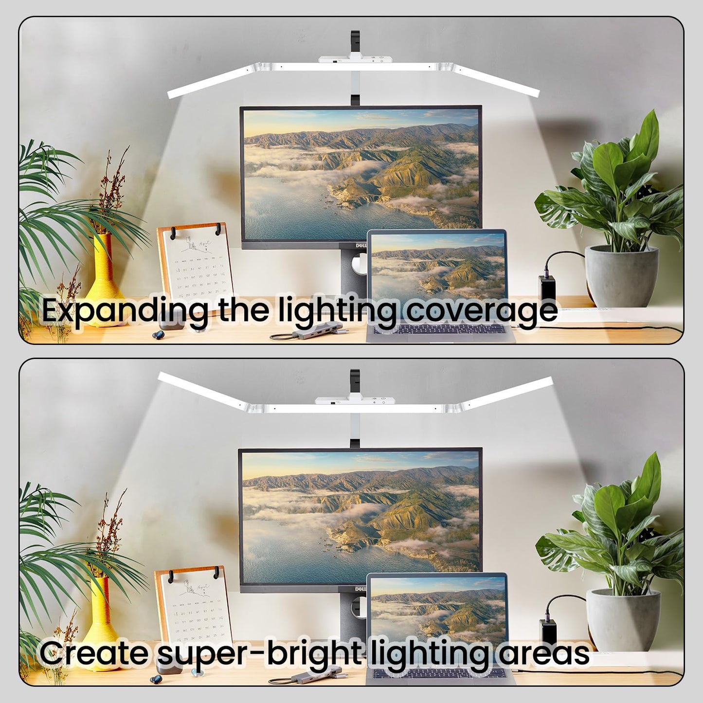 BZTA Led Desk Lamp for Home Office, Ultra Bright Touch-Dimming Architect Table Lamp with Clamp, 24W Adjustable Foldable Three Swing Arm Eyecare Led Desk Light with Infrared Sensor -White