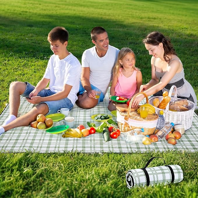 Outterra Picnic Blanket 80''x80'' Extra Large Outdoor Blanket, Waterproof, Sandproof, Machine Washable, Tear Resistant, Fo...
