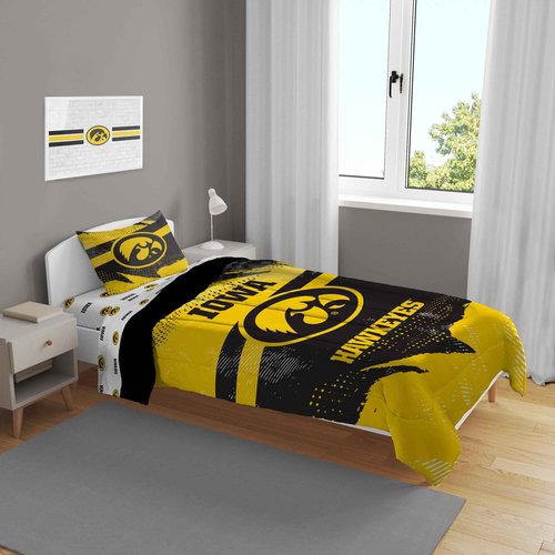 Pegasus Sports NCAA Iowa Hawkeyes Slanted Stripe 4 PC Twin Bed in a Bag